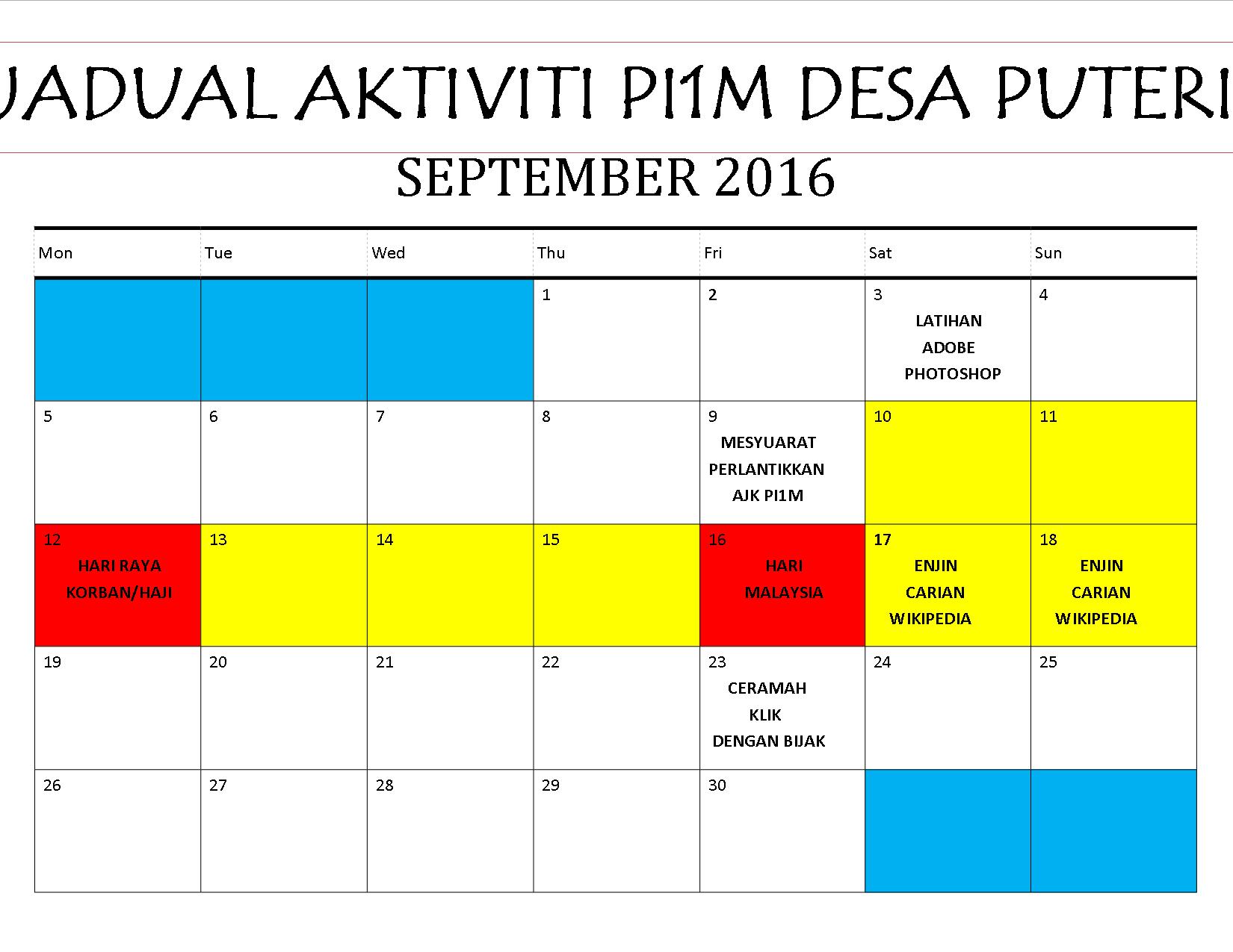 JADUAL AKTIVITI SEP 2016