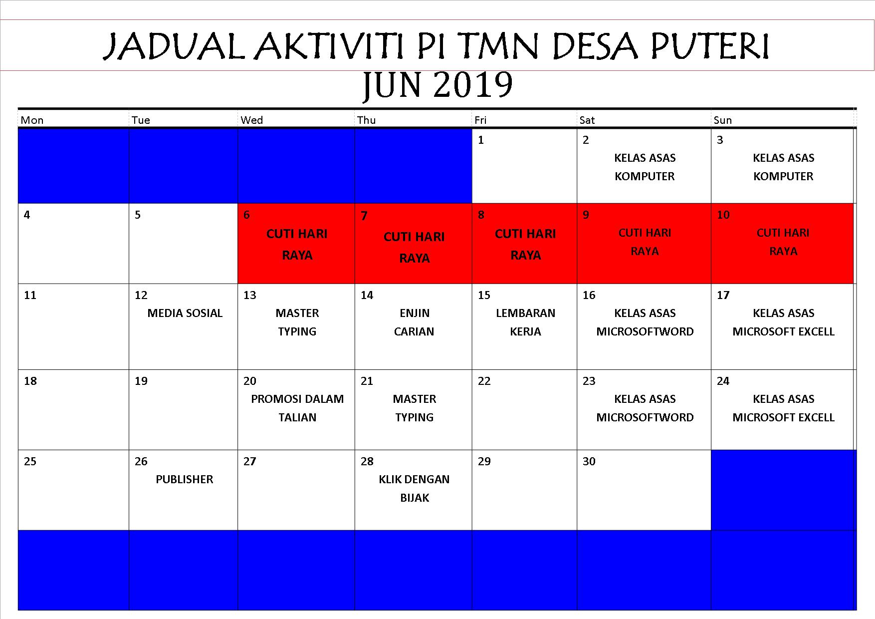 JADUAL JUN 2019